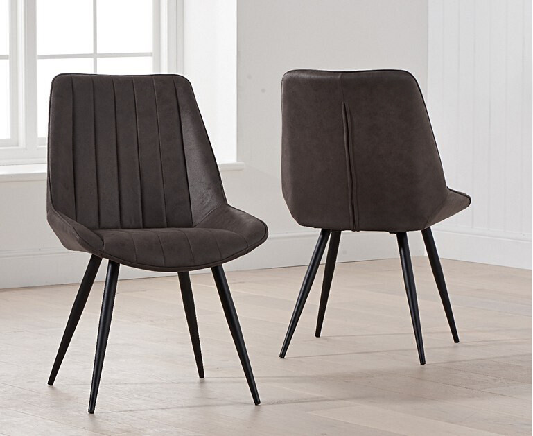 Product photograph of Brody Faux Leather Mink Dining Chairs from Oak Furniture Superstore