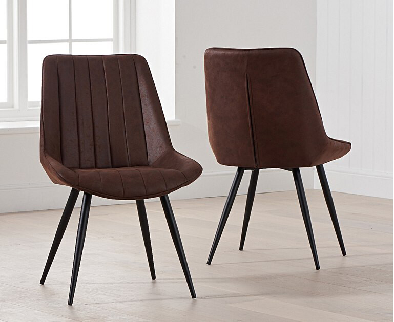 Product photograph of Brody Faux Leather Brown Dining Chairs from Oak Furniture Superstore