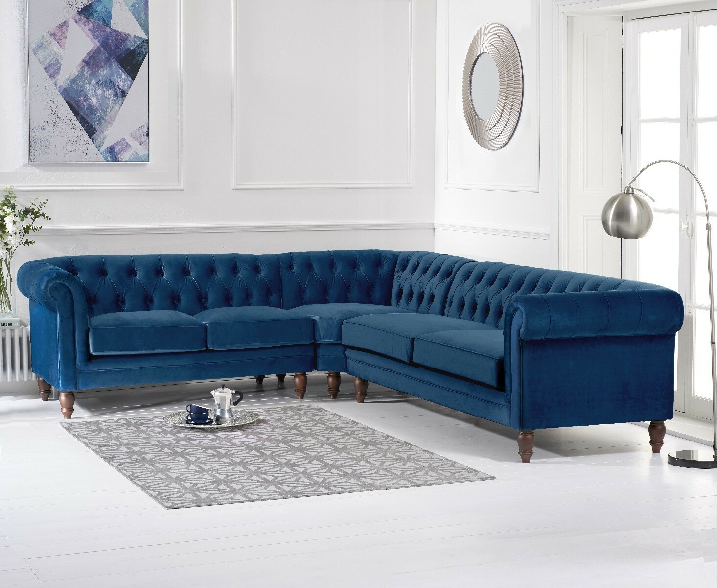 Photo 1 of Bromley medium blue velvet corner sofa