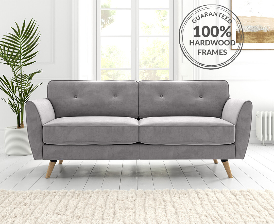 Brooke Grey Velvet 3 Seater Sofa