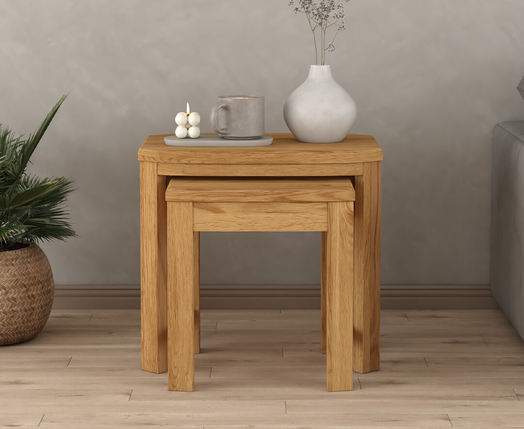 Product photograph of Somerton Curved Solid Oak Nest Of Tables from Oak Furniture Superstore