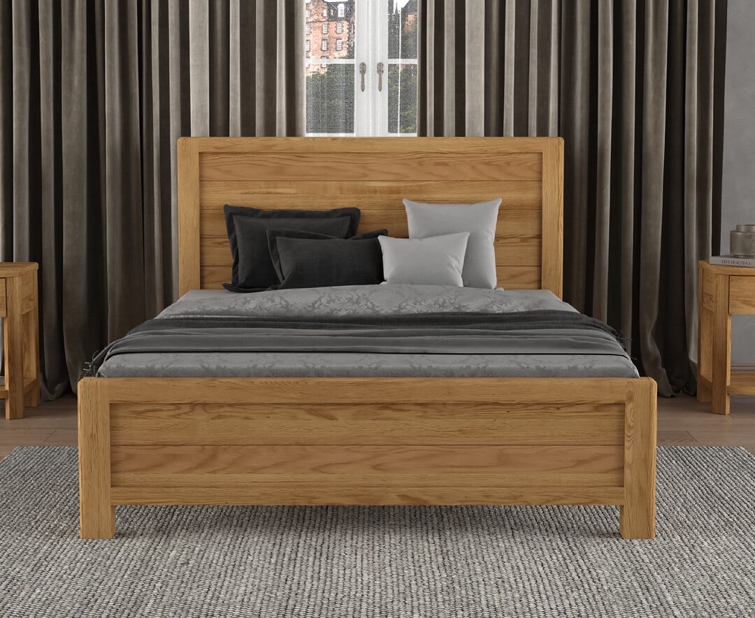 Somerton Curved Solid Oak King Size Bed