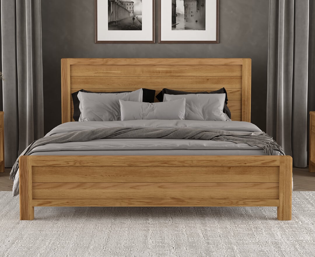 Somerton Curved Solid Oak Super King Size Bed