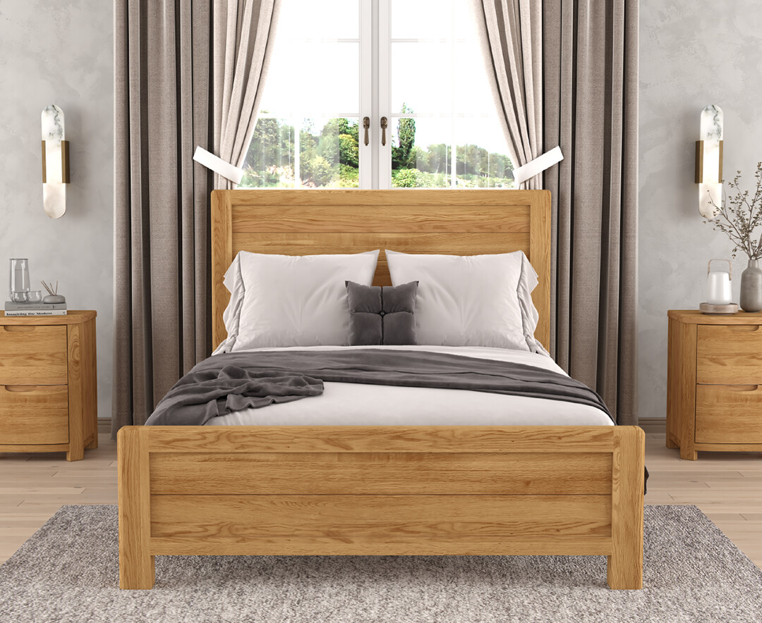 Somerton Curved Solid Oak Double Bed