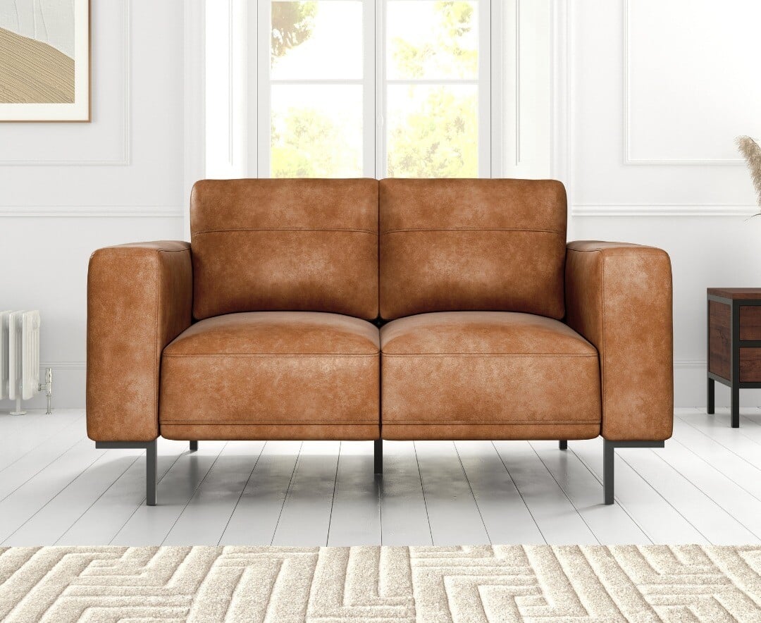 Product photograph of Camden Suede Tan Fabric 2 Seater Sofa from Oak Furniture Superstore