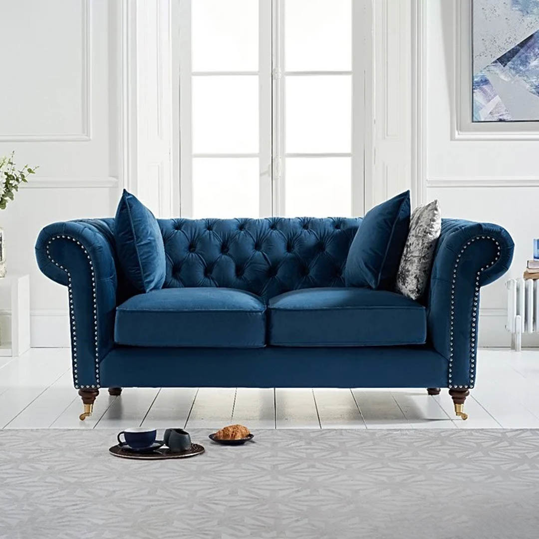 Photo 2 of Kensington chesterfield blue velvet 2 seater sofa