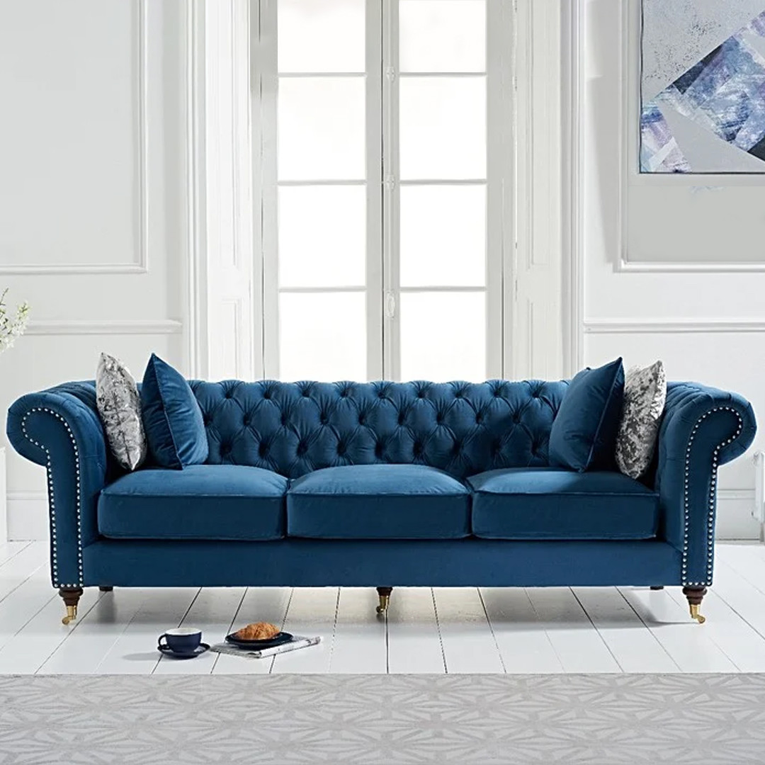 Photo 2 of Kensington chesterfield blue velvet 3 seater sofa