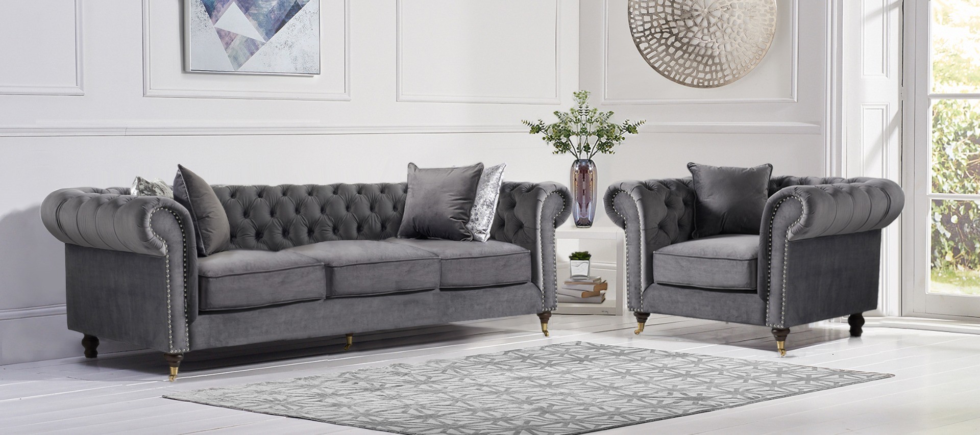 Photo 1 of Kensington chesterfield dark grey velvet 2 seater sofa