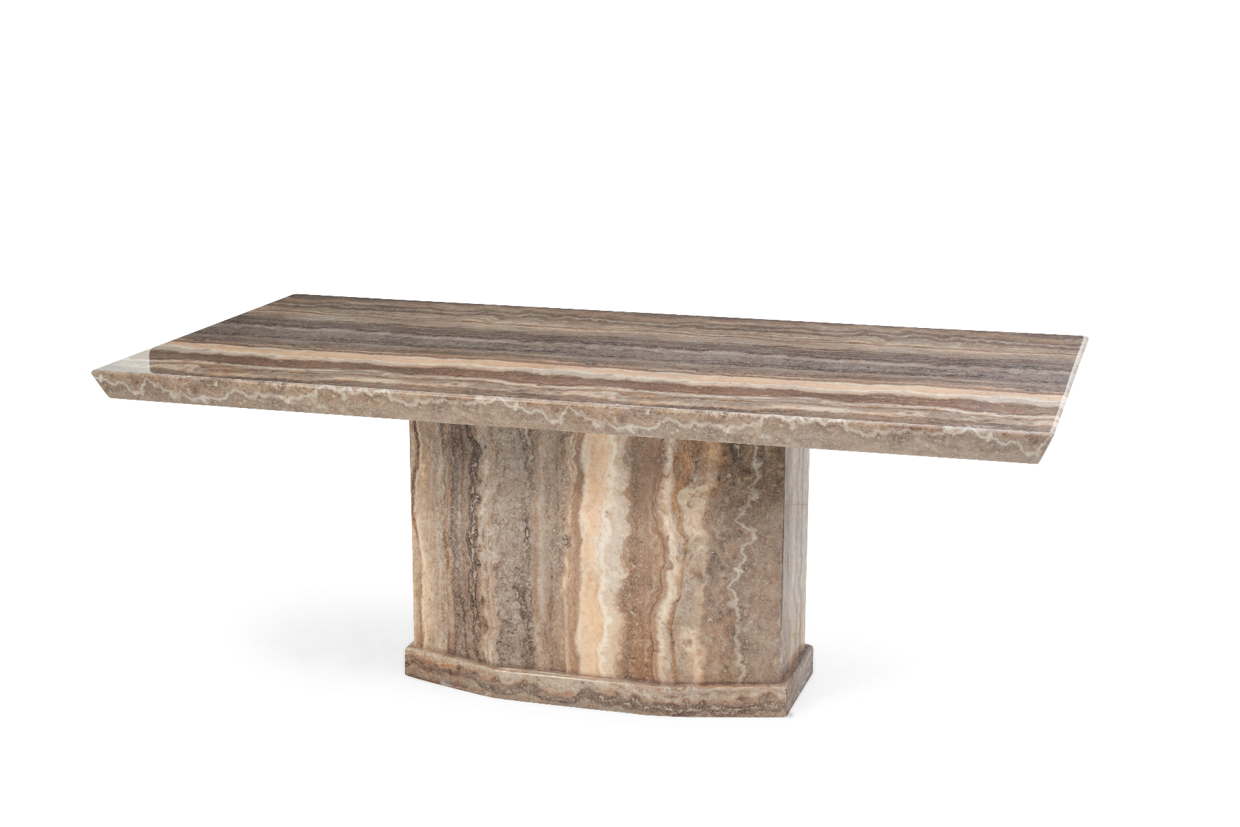 Photo 2 of Carvelle 160cm brown pedestal marble dining table