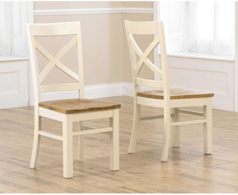 Product photograph of Cavendish Solid Oak And Cream Dining Chairs from Oak Furniture Superstore