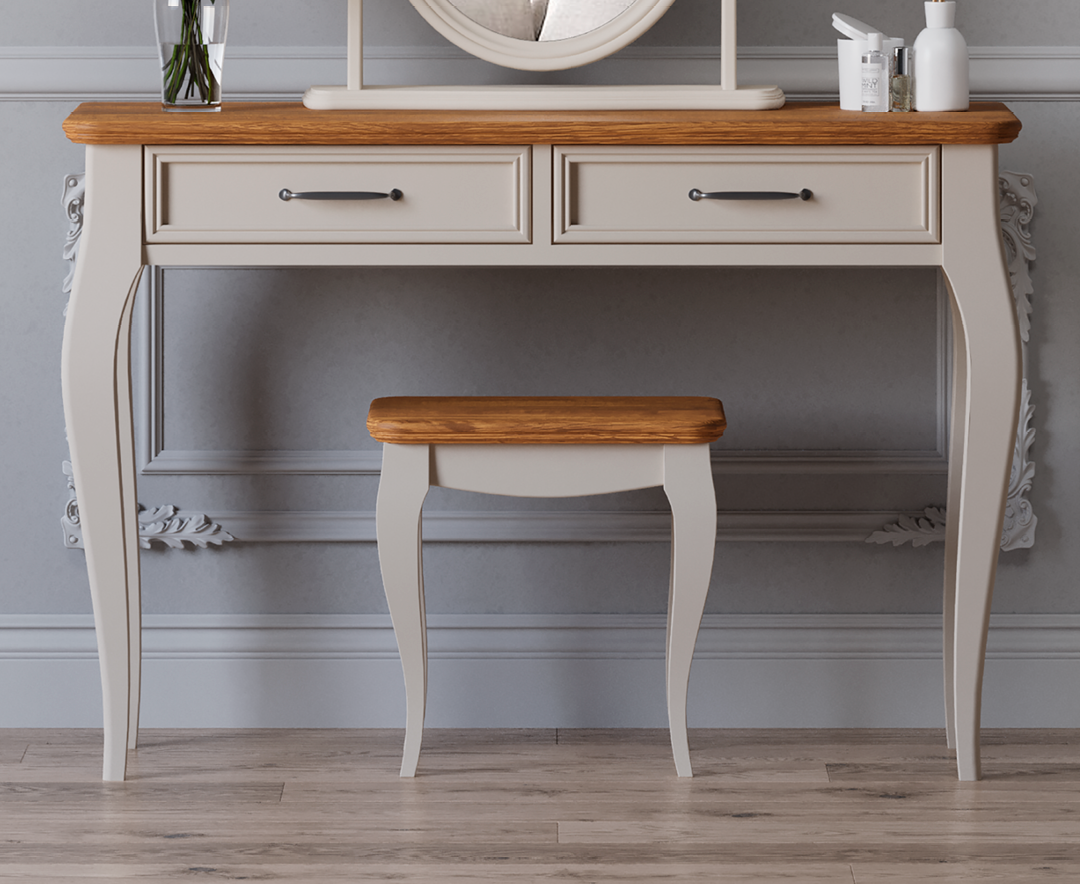 Chateau Oak and Soft White Painted Dressing Table Stool