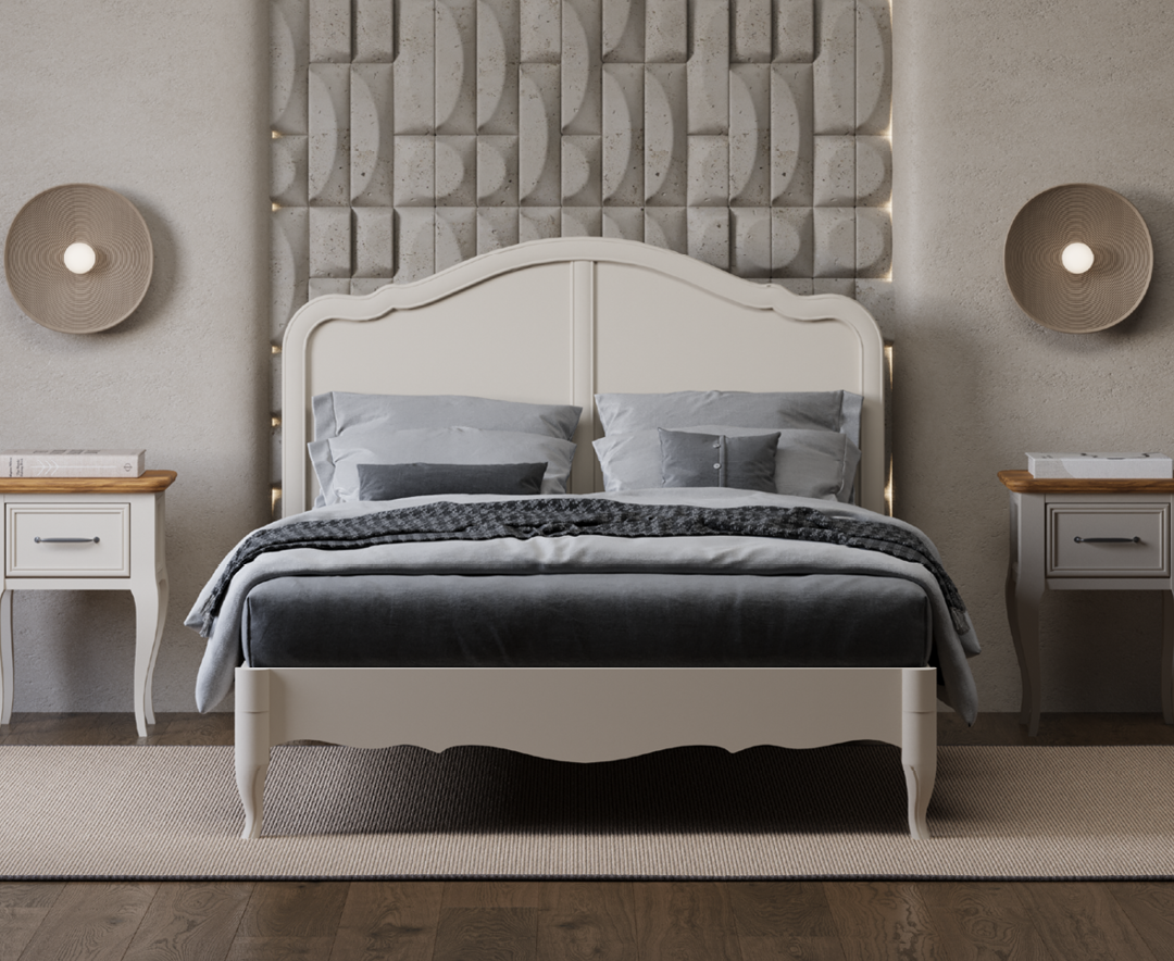 Product photograph of Chateau Soft White Painted Double Bed from Oak Furniture Superstore