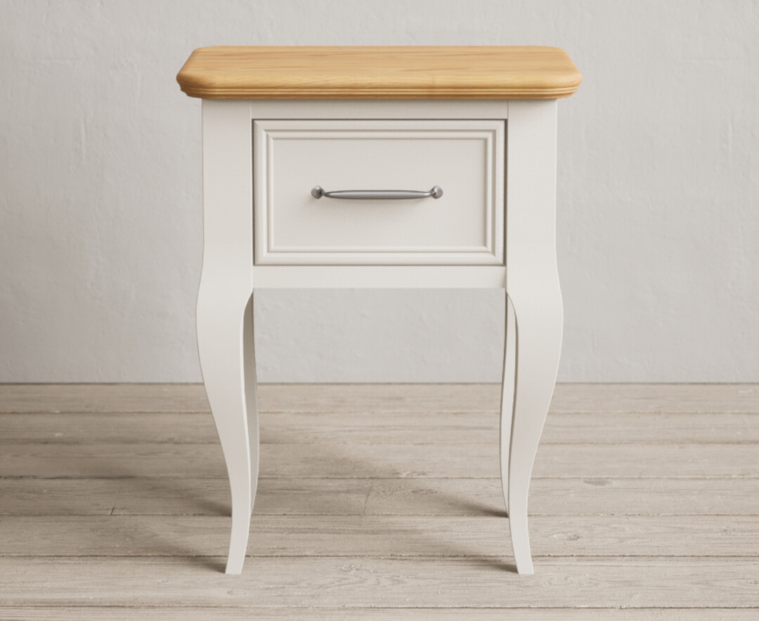 Product photograph of Chateau Oak And Soft White Painted 1 Drawer Bedside Table from Oak Furniture Superstore
