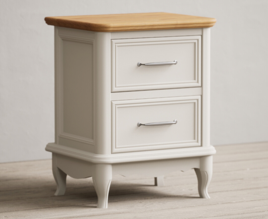 Photo 3 of Chateau oak and soft white painted 2 drawer bedside table