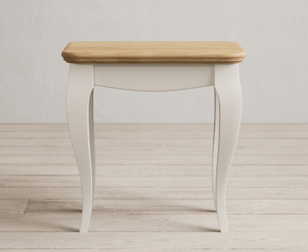 Product photograph of Chateau Oak And Soft White Painted Dressing Table Stool from Oak Furniture Superstore