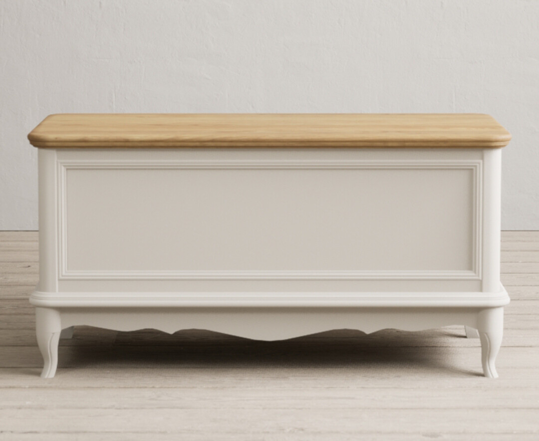 Product photograph of Chateau Oak And Soft White Painted Blanket Box from Oak Furniture Superstore