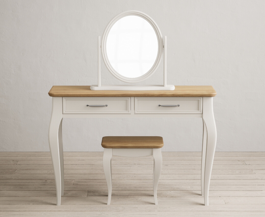 Product photograph of Chateau Oak And Soft White Painted Dressing Table Set from Oak Furniture Superstore