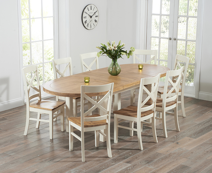 Chelsea Oak Cream Extending Dining, Cream And Oak Round Extending Dining Table Chairs