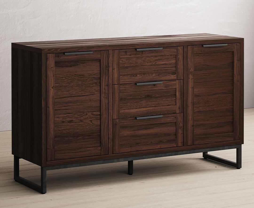 Product photograph of Dakota Dark Acacia And Metal Large Sideboard from Oak Furniture Superstore.