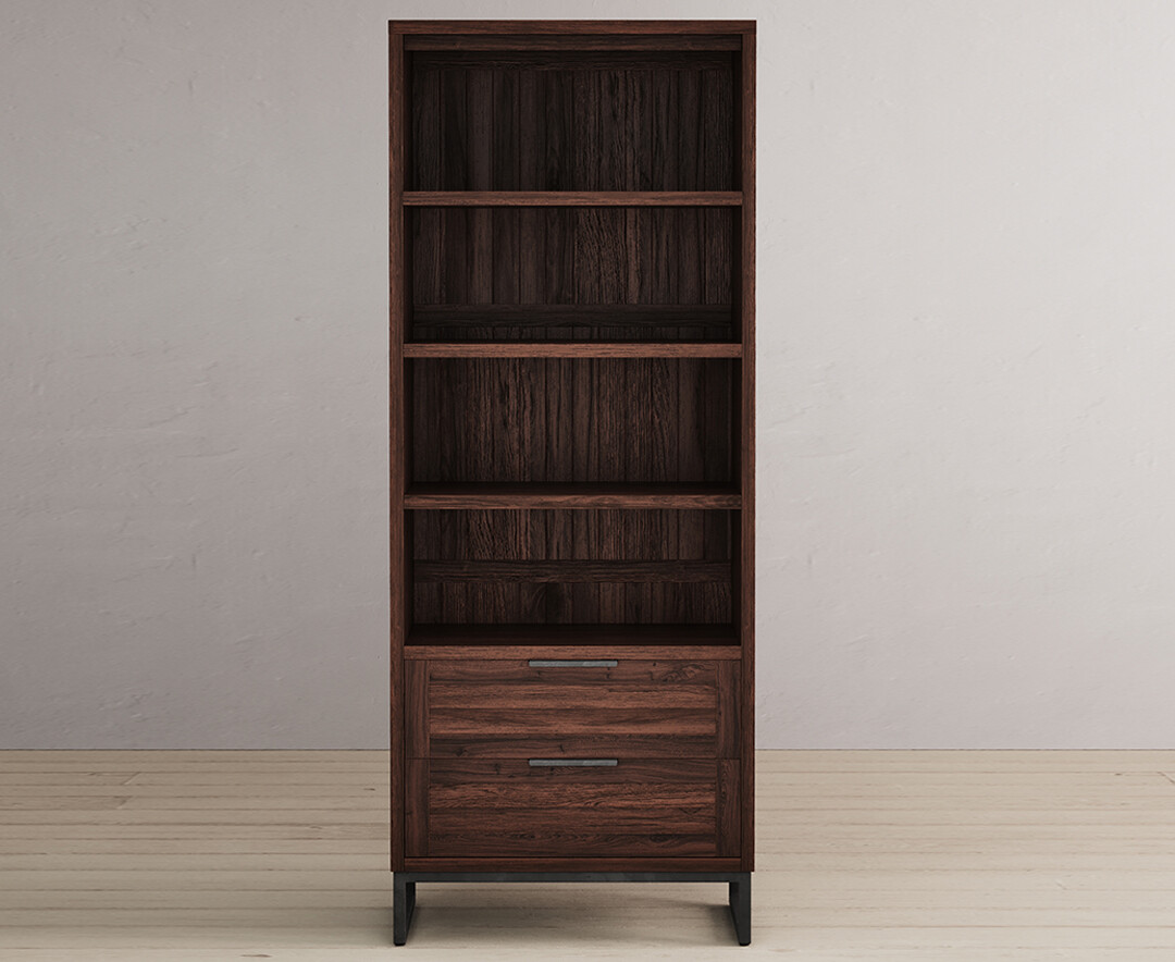 Dakota Dark Acacia And Metal Tall Bookcase