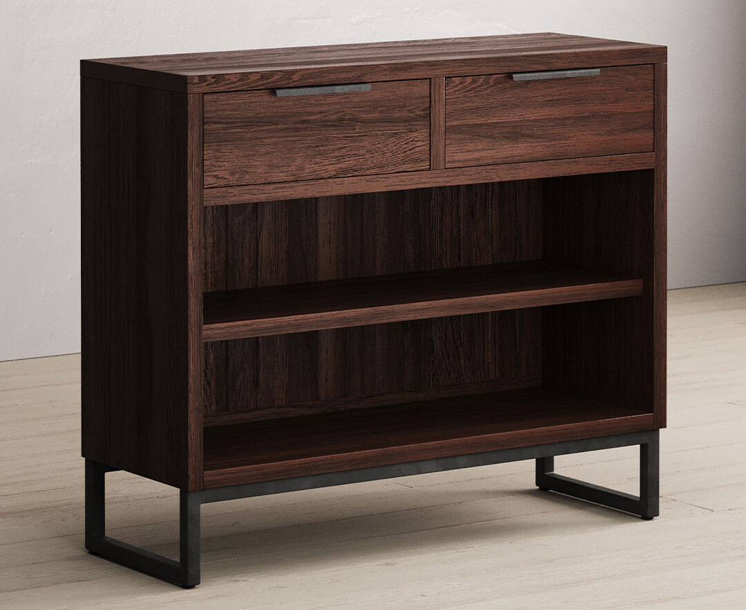 Product photograph of Dakota Dark Acacia And Metal Console Table from Oak Furniture Superstore.