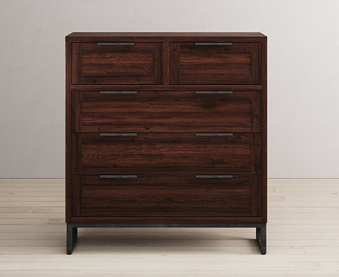 Dakota Dark Acacia And Metal 2 Over 3 Chest Of Drawers