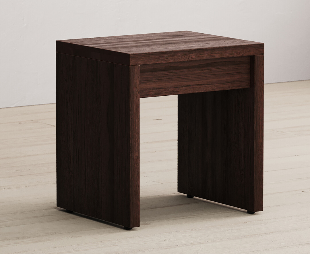Product photograph of Dakota Dark Acacia And Metal Dressing Table Stool from Oak Furniture Superstore.