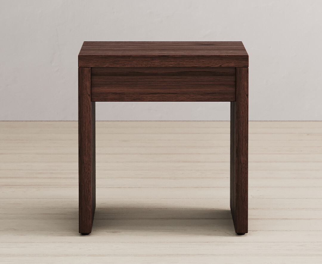 Product photograph of Dakota Dark Acacia And Metal Dressing Table Stool from Oak Furniture Superstore
