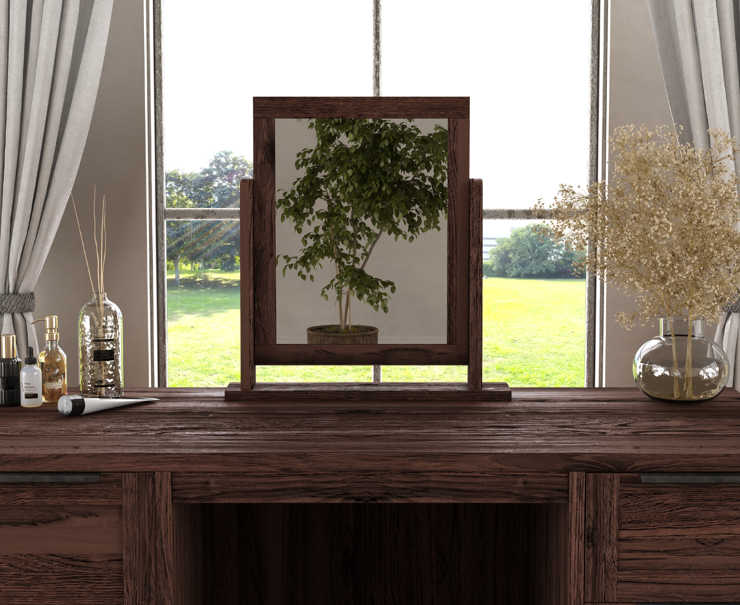 Product photograph of Dakota Dark Acacia Dressing Table Mirror from Oak Furniture Superstore