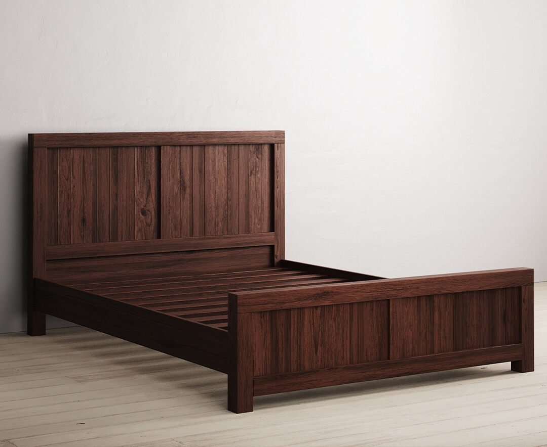 Product photograph of Dakota Dark Acacia And Metal King Size Bed from Oak Furniture Superstore