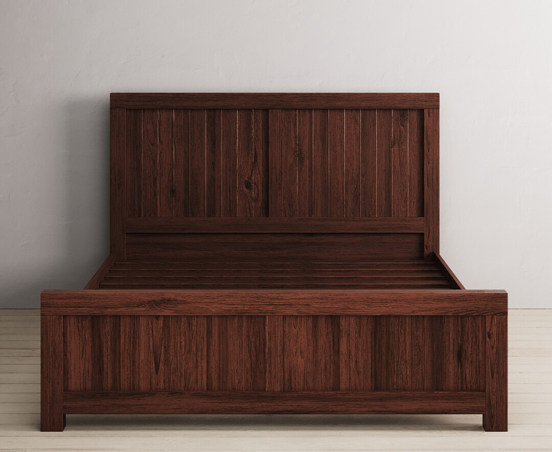 Product photograph of Dakota Dark Acacia And Metal King Size Bed from Oak Furniture Superstore.