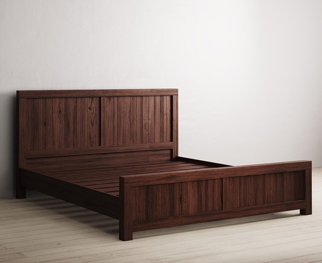 Product photograph of Dakota Dark Acacia And Metal Super King Bed from Oak Furniture Superstore