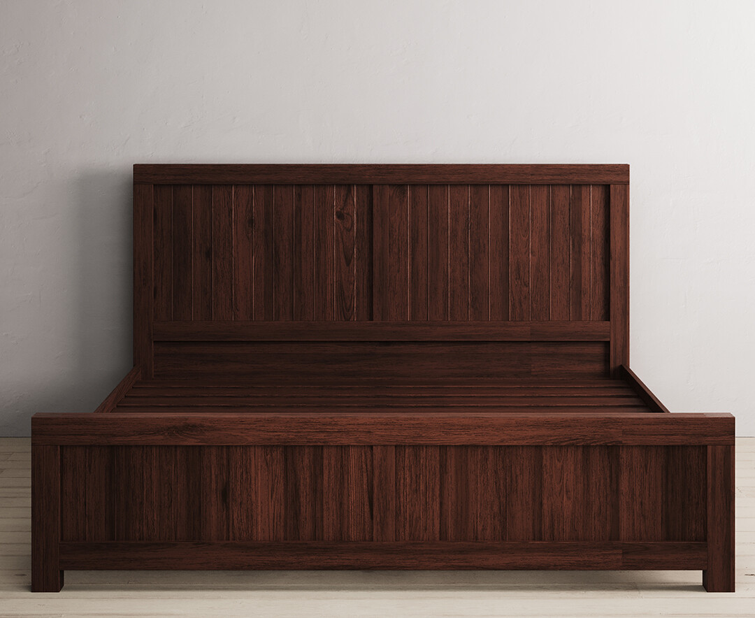 Product photograph of Dakota Dark Acacia And Metal Super King Bed from Oak Furniture Superstore.