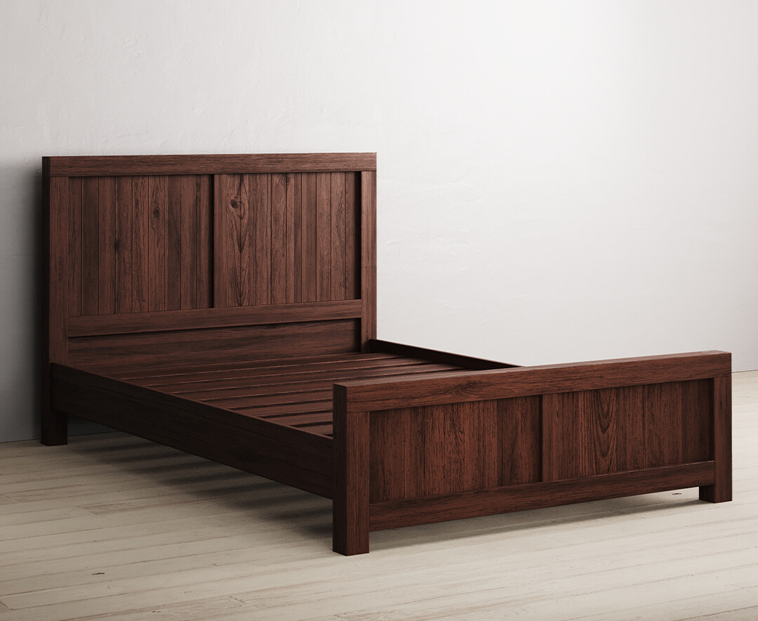 Product photograph of Dakota Dark Acacia And Metal Double Bed from Oak Furniture Superstore