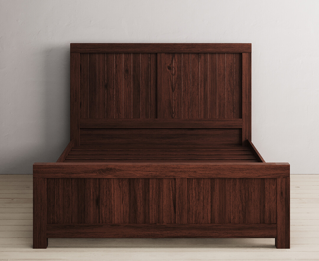 Product photograph of Dakota Dark Acacia And Metal Double Bed from Oak Furniture Superstore.