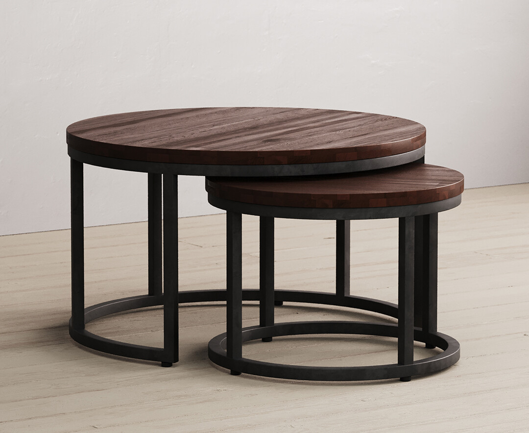 Product photograph of Dakota Dark Acacia And Metal Round Nest Of Tables from Oak Furniture Superstore.