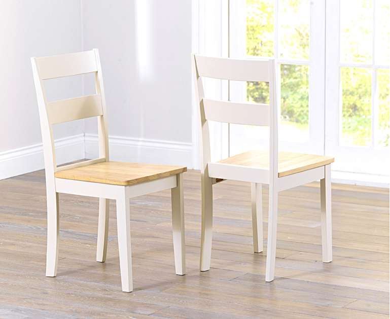 Product photograph of Chiltern Oak And Cream Dining Chairs from Oak Furniture Superstore