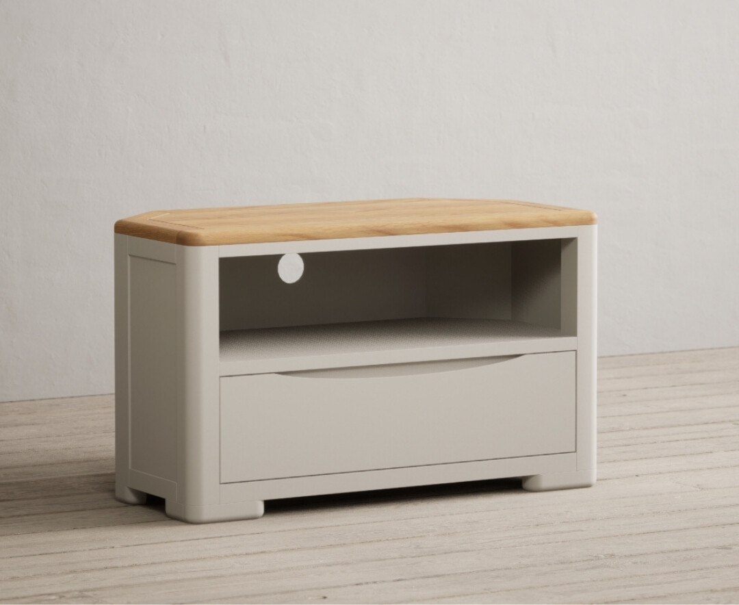 Alba Oak And Soft White Painted Corner Tv Cabinet