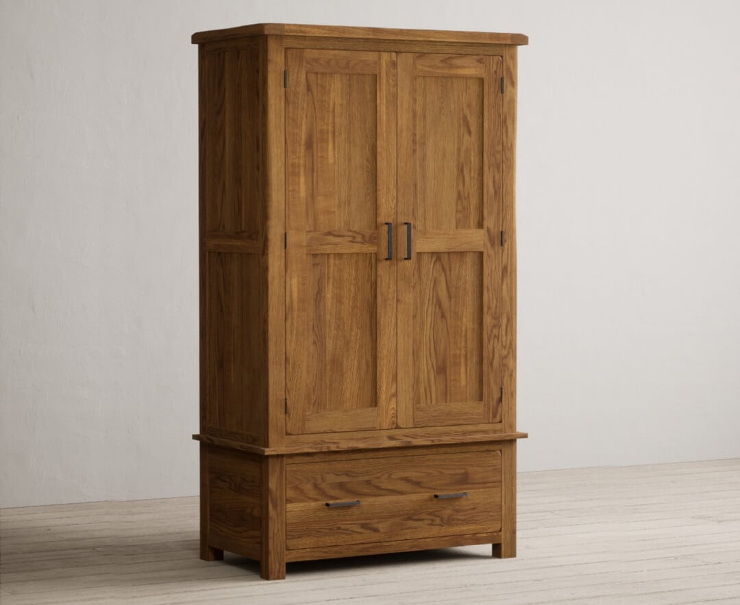 Harrogate Rustic Solid Oak Double Wardrobe