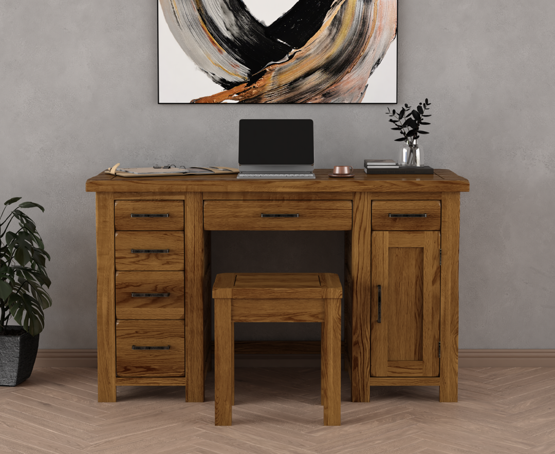 Product photograph of Harrogate Rustic Solid Oak Computer Desk from Oak Furniture Superstore