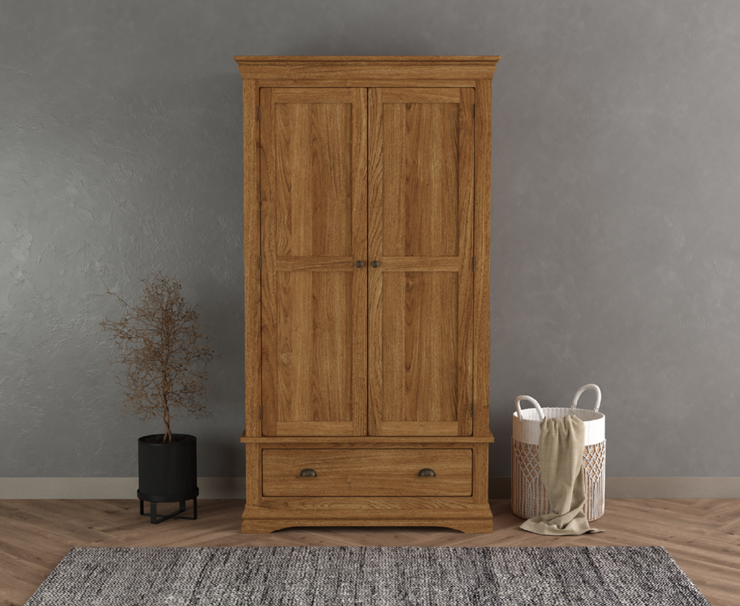 Burford Rustic Solid Oak Double Wardrobe