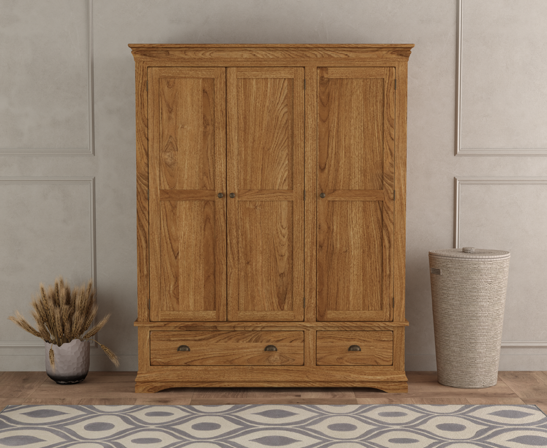 Burford Rustic Solid Oak Triple Wardrobe