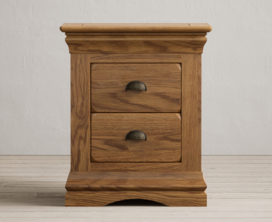 Burford Rustic Solid Oak 2 Drawer Bedside Table