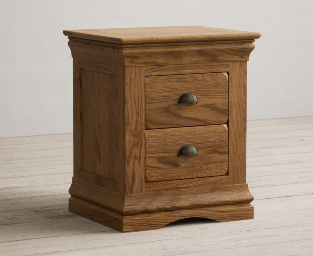 Photo 1 of Burford rustic solid oak 2 drawer bedside table