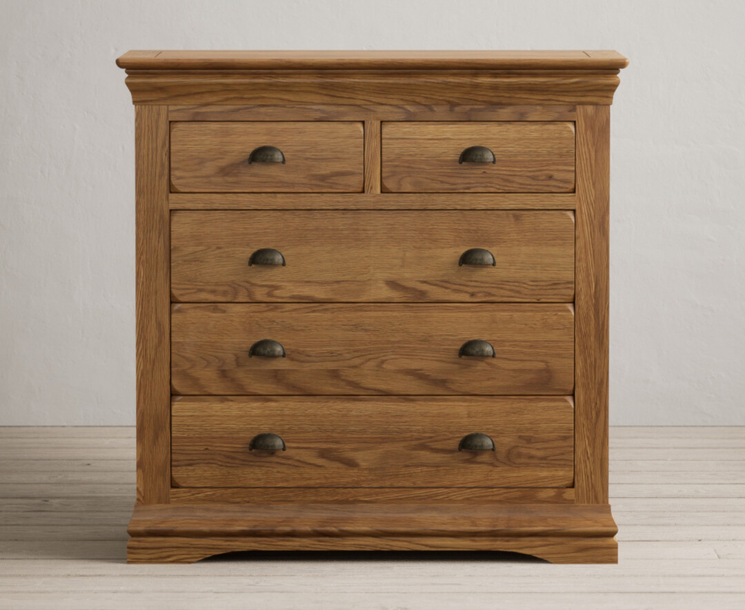 Burford Rustic Solid Oak 2 Over 3 Chest Of Drawers