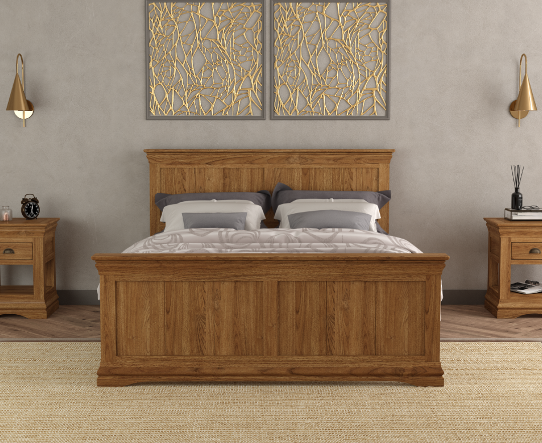 Burford Rustic Solid Oak King Size Bed