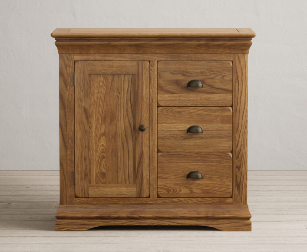 Product photograph of Burford Rustic Solid Oak Hallway Sideboard from Oak Furniture Superstore