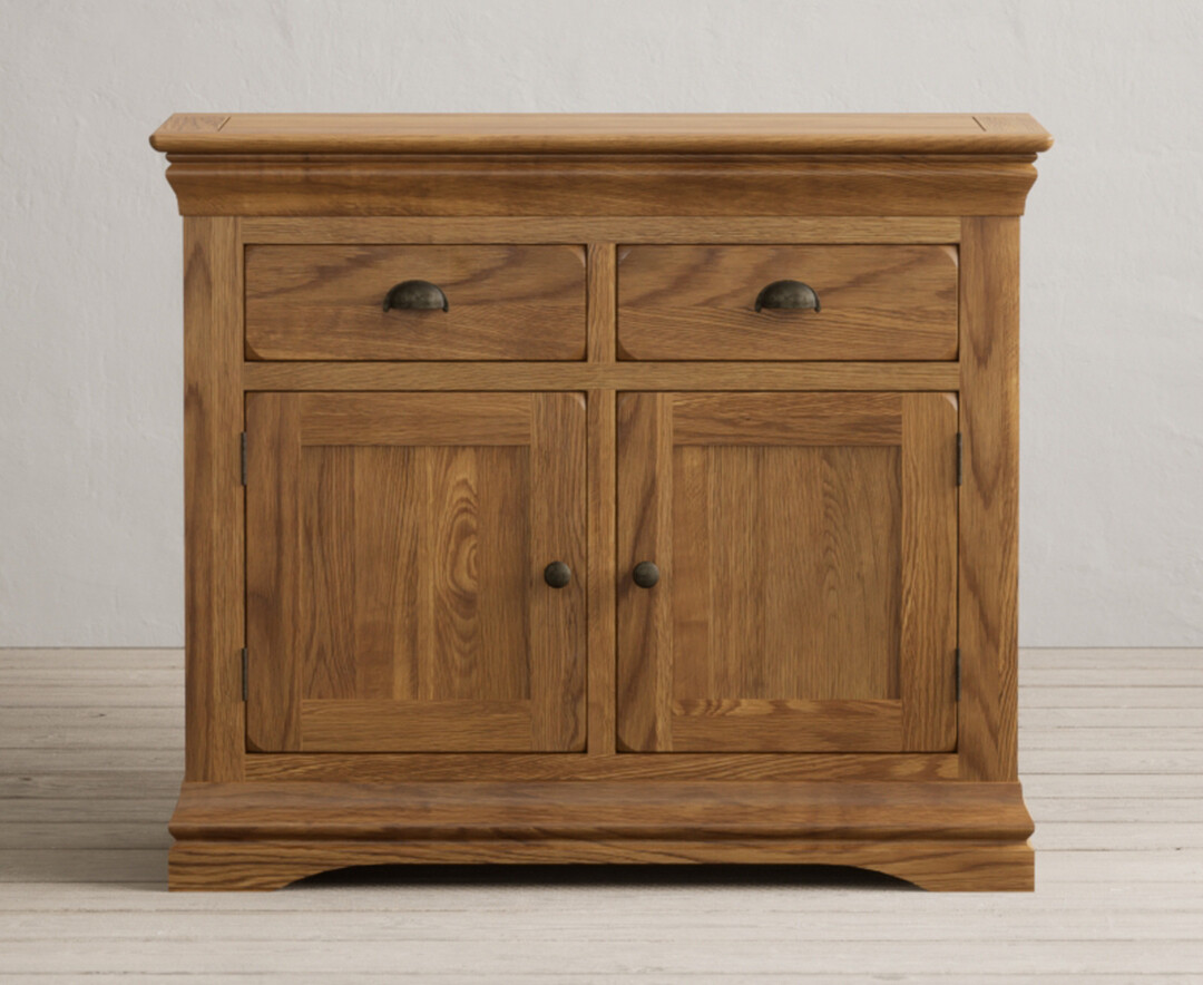 Product photograph of Burford Rustic Solid Oak Small Sideboard from Oak Furniture Superstore