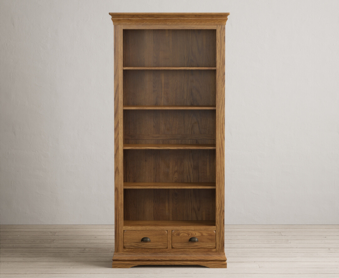 Product photograph of Burford Rustic Solid Oak Tall Bookcase from Oak Furniture Superstore