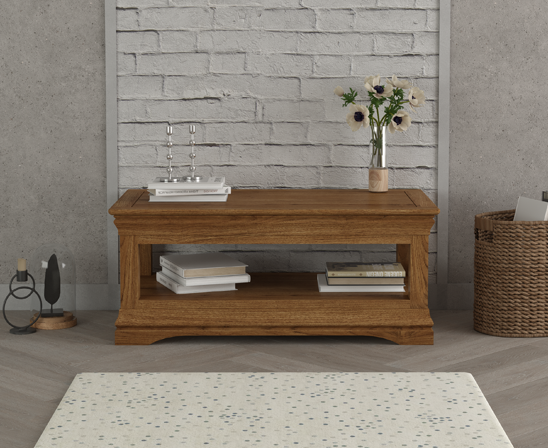 Product photograph of Burford Rustic Solid Oak Coffee Table from Oak Furniture Superstore
